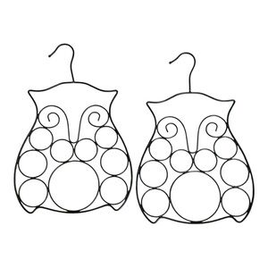 Scarf Hanger Pair Owl Shape Design Black Wire Organizer For Scarves Ties Belts